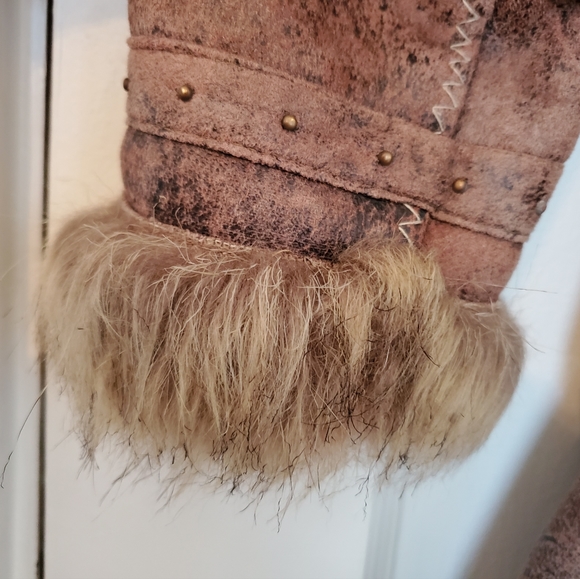 Le Chateau False Suede XXS Belted Coat Faux Fur Collar and Lining - Picture 11 of 16